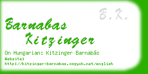 barnabas kitzinger business card